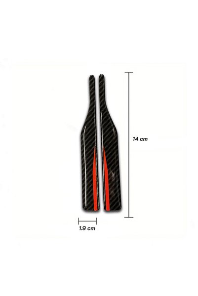 Redline Grafik Karbon Desenli Kırmızı Çizgili Dikiz Aynası Etiketi Dekoratif Çizik Önleyici 3D Kabartmalı Sticker 2