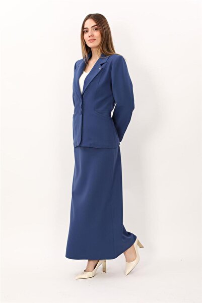 ÖNDER ÖZSOY Jacket with Collar Pockets Modern Jacket & Long Bell Skirt with S...