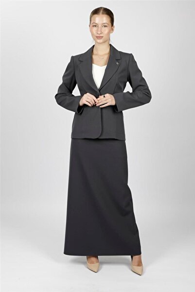ÖNDER ÖZSOY Jacket with Collar Pockets Modern Jacket & Long Bell Skirt with S...