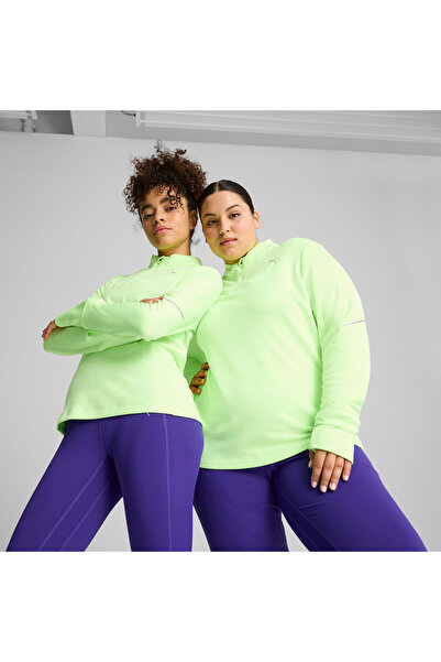 Puma Womens RUN Grid Fleece Half-Zip Top - Green