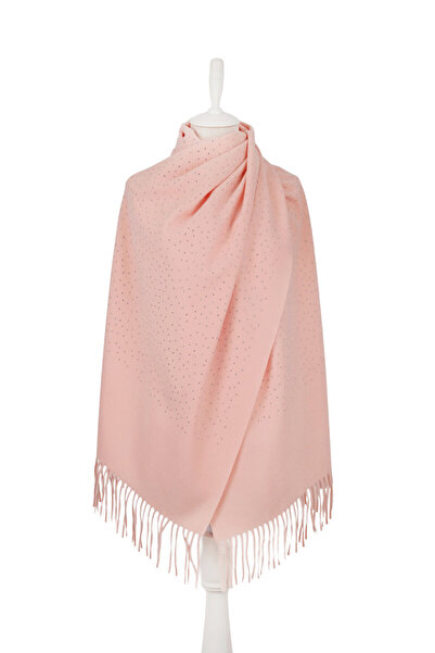 Bursa İpek Salmon Solid Color Stone Winter Shawl