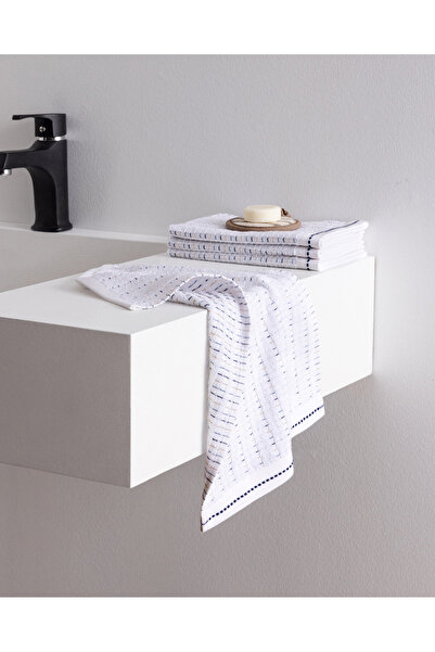 Madame Coco Grenat 4-Pack Cotton Hand Towels - White/Navy Blue - 30X45 cm