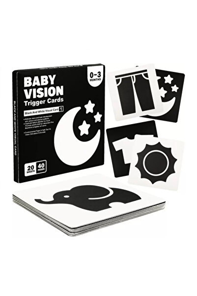 Zenva Set de 20 de cărți de stimulare vizuală pentru bebeluși, cărți cu imagi...