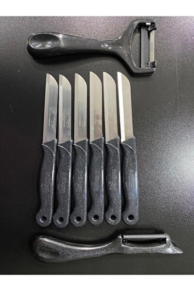 Solingen 8 Parça Siyah Set/ 6 adet bıçak ve 2 soyacak