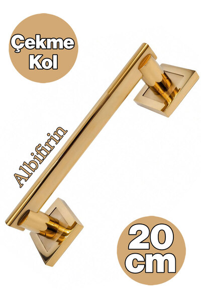 Badem10 Kare Rozetli Çekme Kol 20 cm Mat Albifirin Mobilya Kulpu Dolap Kapak ...