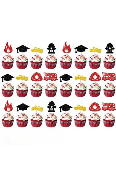 NQEUEPN Set Topper Cupcake, Protectie Incendiu, 24 Bucati, Decor Petrecere Te...