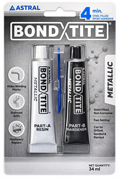 Generic 4 Min Steel Filled Epoxy Adhesive, Fast-Setting Metal Repair Glue, He...