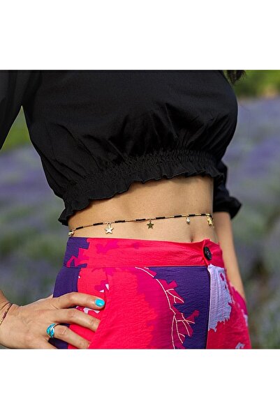 Ezera Πολυχρηστική αλυσίδα μέσης/σώματος από κρύσταλλα μαύρου αχάτη, επιχρυσω...