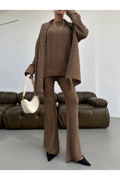 Luna Wear Braided Scarf Crew Neck Set