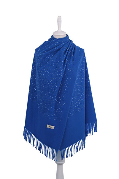 Bursa İpek شال شتوي من ساكس بلون واحد مزين بالأحجار