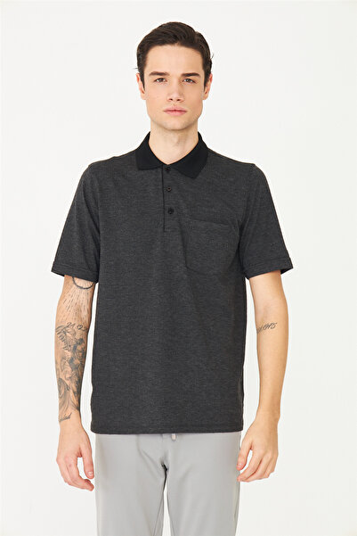 White Stone Black Polo Neck T-Shirt