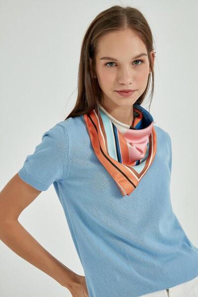 marsel aksesuar Special Orange Colored Satin Bandana Scarf