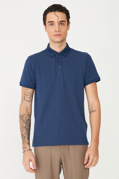 White Stone Indigo Polo Neck T-Shirt