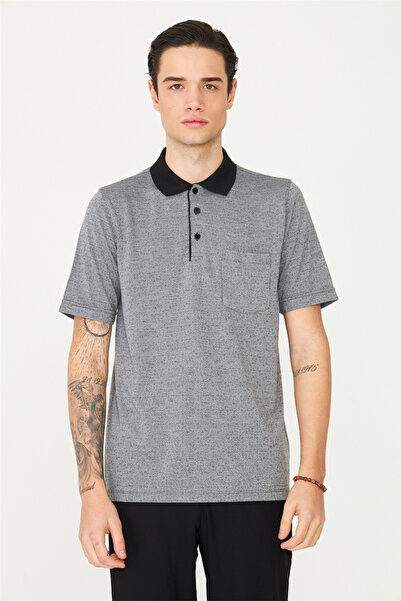 White Stone Black Polo Neck T-Shirt