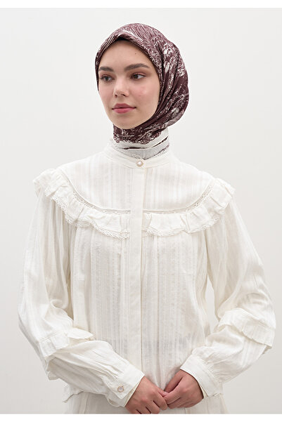 Fresh Secret Elegance Patterned Cotton Viscose Scarf Burgundy