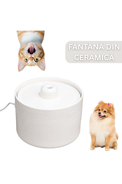 SHAW Fântână de apă pentru pisici din ceramică - silențioasă, igienică, 2 lit...