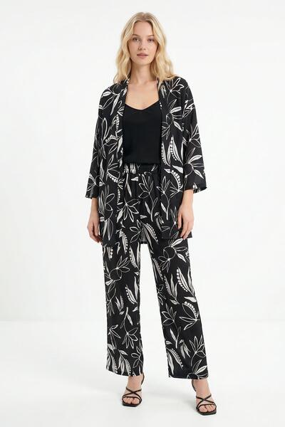 Rays 121 Set kimono cu model negru