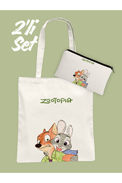 Hayali Şeyler Zootopia Bez Çanta ve Kalemlik Seti