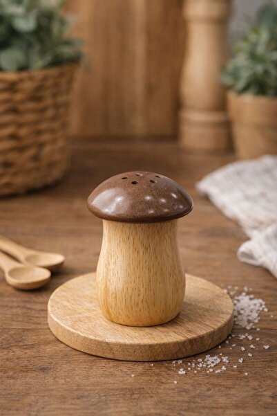 NEWNOW وعاء ملح على شكل فطر من الخيزران - وعاء ملح بتصميم طبيعي مزخرف لسطح ال...
