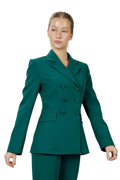 ÖNDER ÖZSOY Düğmeli Klasik Blazer Ceket-Zümrüt