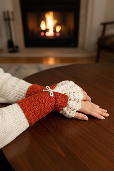 pulur.co Orange Ribbon Detailed Vintage Victorian Style Hand Knitted Crochet ...