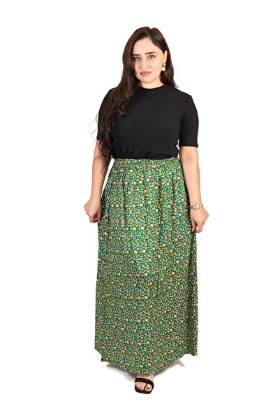 LINELLE Dark Green Ditsy Floral Printed Woven Skirt