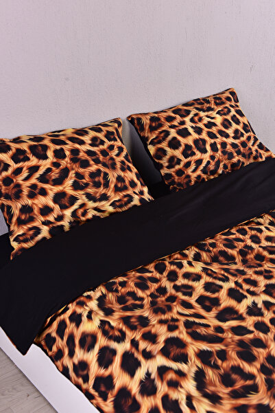 Setekshome %100 Pamuk Çift Kişilik 3D Leopar Nevresim Takımı