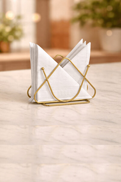 Edora Home Gold Renk Dekoratif masaüstü şık Peçetelik, Cafe & Restoran & Otel...