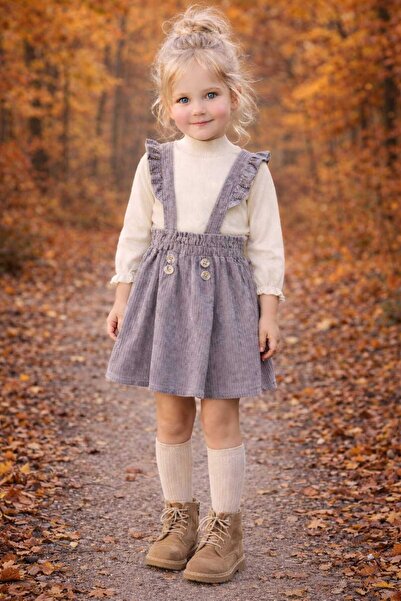 BEBEĞİME ÇORAP Кадифена пола с връзки за момичета