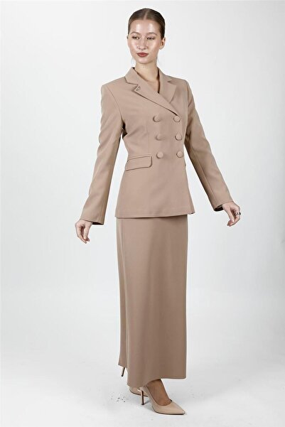 ÖNDER ÖZSOY Buttoned Classic Blazer Jacket & Long Pencil Skirt Women's Suit-S...