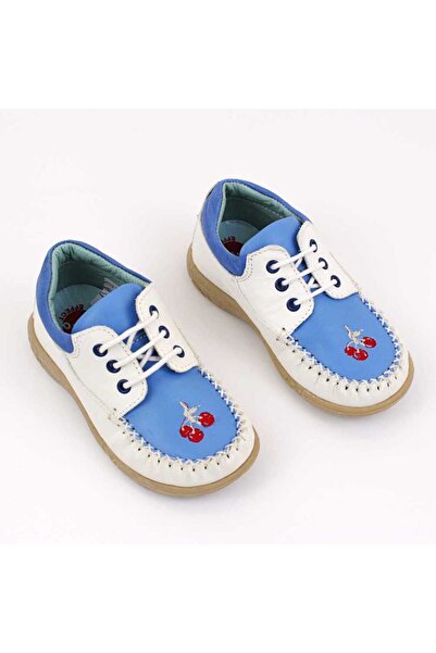 tino Lightweight children's shoes, made of natural leather 3149-WHITE/BLUE