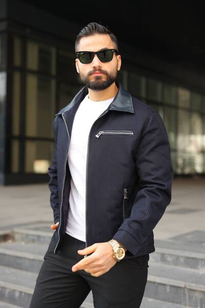 BASEL.CO Premium Seasonal Jacket with Leather Collar Detail