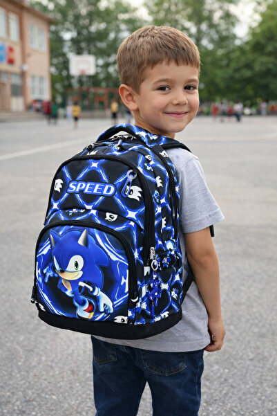 BARLİZ Σχολικό Σετ 3 τεμαχίων με Μοτίβο Speed, Θήκη για Στυλό, Τσάντα Φαγητού...