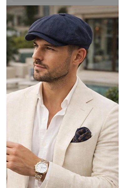 akix Cotton Linen Cap with 8 Corners and Adjustable Elastic for the Head