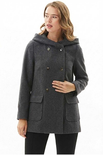 Selen Kapüşonlu Önü Çıtçıtlı Kaban / ANTRASİT