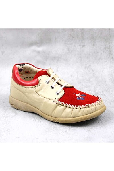 tino Pantofi usori pentru copii , din piele naturala 3149-BEJ/ROSU
