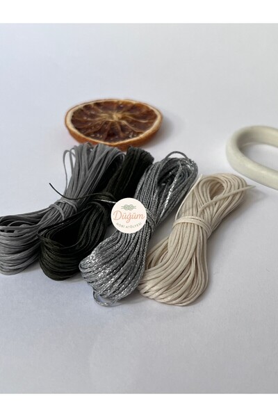 Düğüm Hobi Atölyesi 10 Metre 4 Renk 1 Mm Simli-Simsiz Karışık 40 METRE Mumlu ...