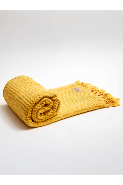 RU RUIADA 100% Cotton Waffle Peshtemal Yellow – Soft, Absorbent, Quick-Drying...