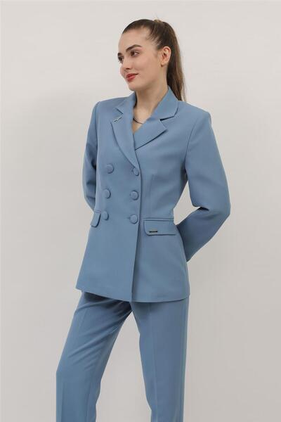 ÖNDER ÖZSOY Buttoned Classic Blazer Jacket-Navy