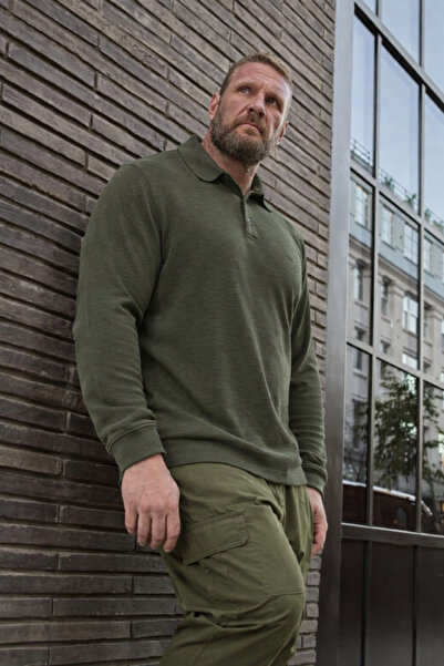 Maccali Men's Plus Size Premium Khaki Polo T-Shirt