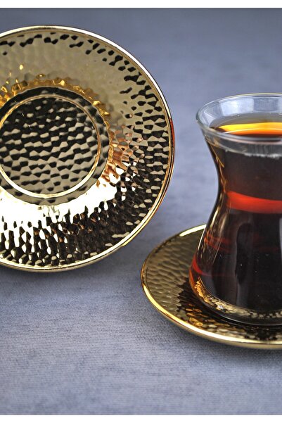 Qualitev 6 Pieces Metal Tea Plate Forged Patterned Tea Plate 10 cm