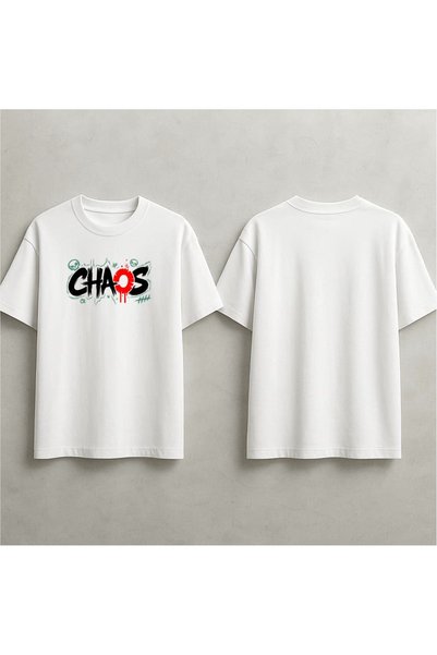 ELFERA TRICOU UNISEX CU IMPRIMEU OVERSIZED CHAOS