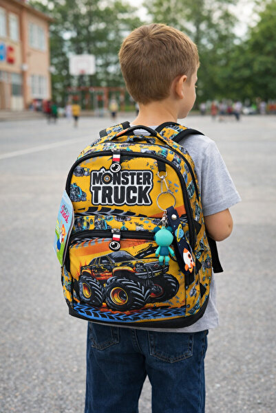 BARLİZ Monster Track Canavar Kamyon Desenlı Baskılı Okul Seti Kalemlik Beslen...