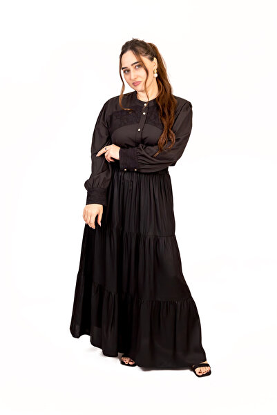LINELLE Black Gathered Woven Skirt