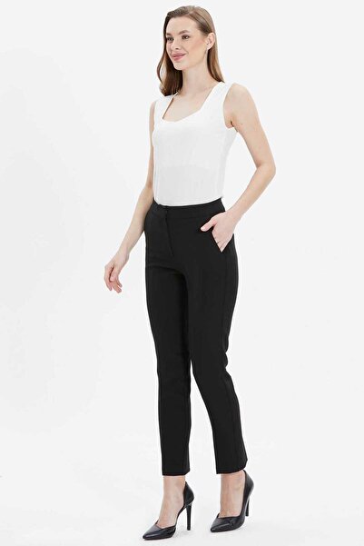 Selen Yan Cep Dar Paça Pantolon / SİYAH