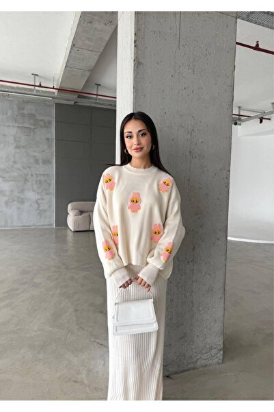 inowesta trend Women's Knitwear Half-High Collar Sweater and Dress Süzine Lab...