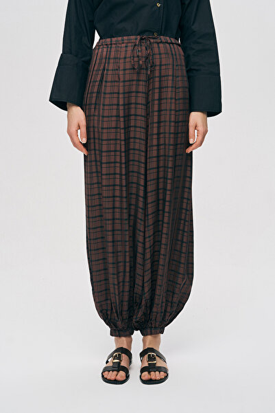 Orfeo Negro Γυναικείο παντελόνι μποέμ με καρό σχέδιο και φαρδιά γραμμή