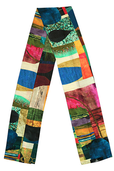 Feu De Elu Foulard colore patterned satin scarf