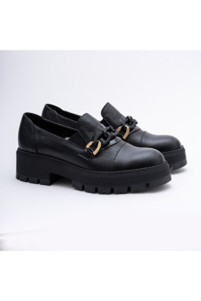 VAGAM Genuine Leather Shoes Black Loafers