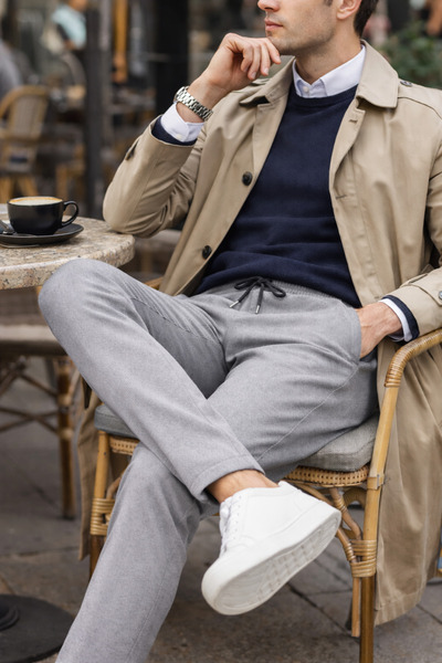 WE&ME Men's Trousers with a Slim Fit Look – Elastic Waist, Casual & Stylish Use